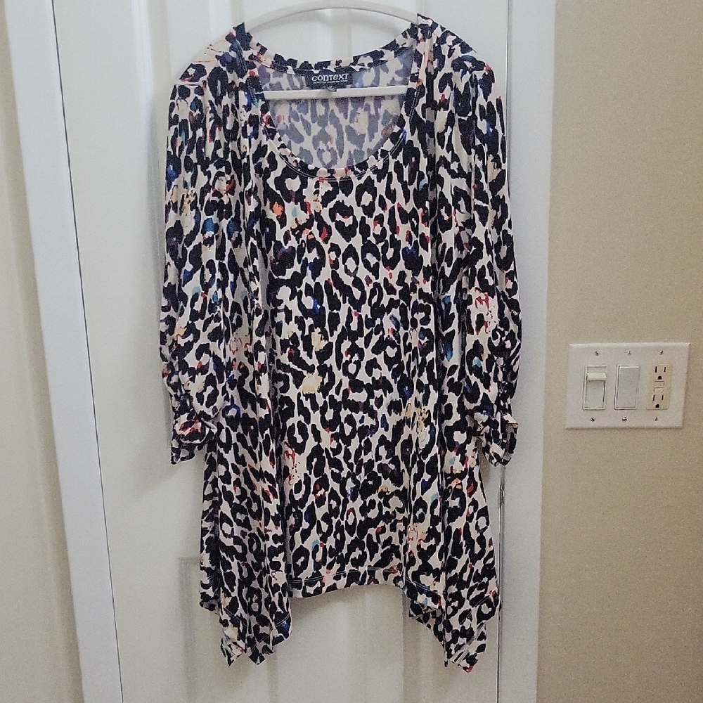 Context Multicolor Animal Print Tunic Top